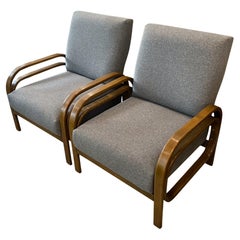 Pair of Czech 1950s Bent Wood Armchairs