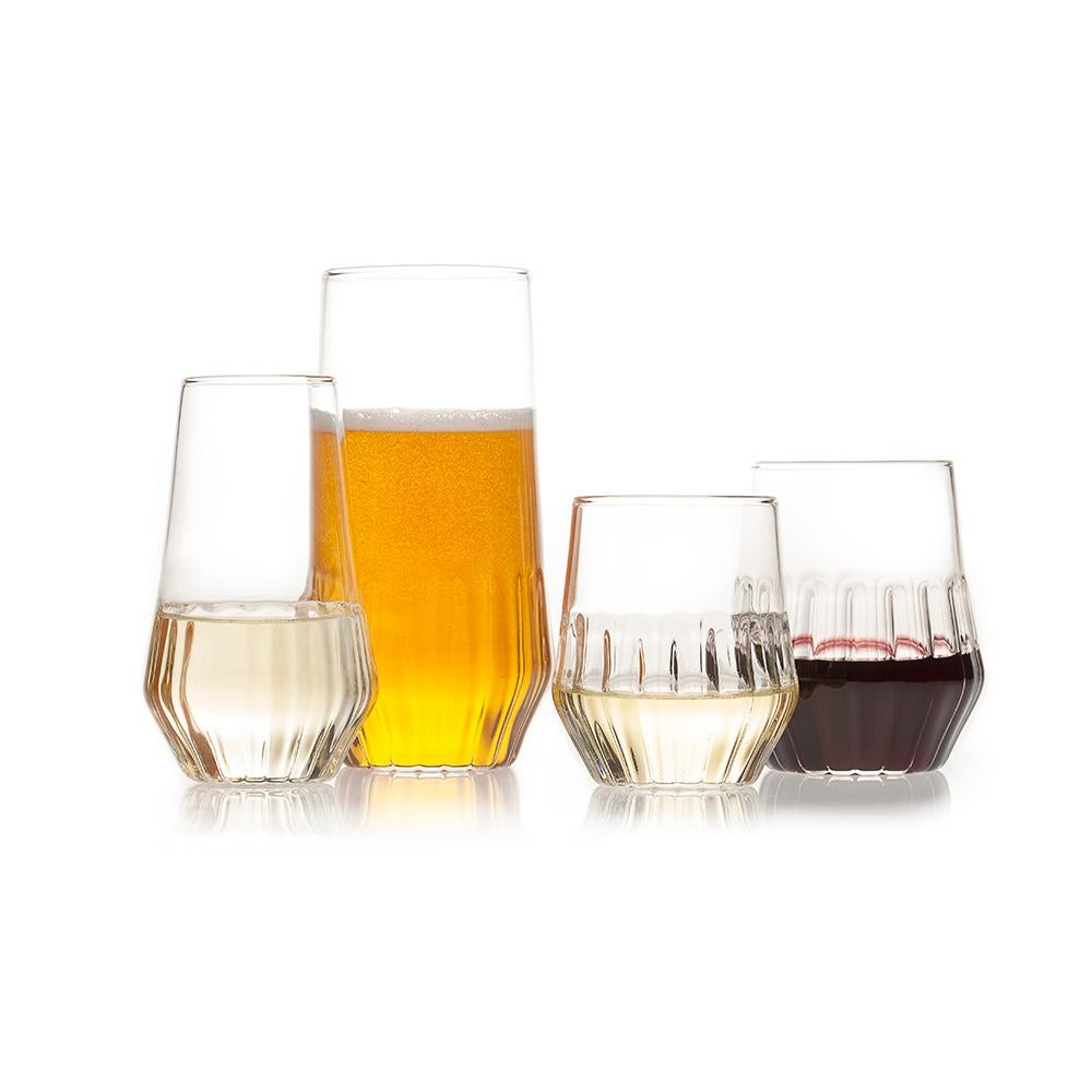 Hand-Crafted EU Clients Pair of Czech Contemporary Mixed Large Water Beer Glasses, in Stock