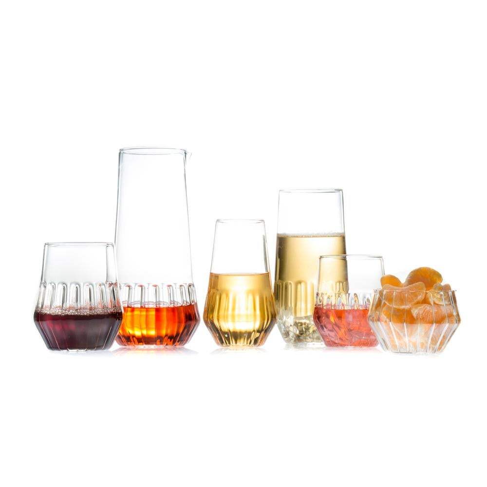 Modern EU Clients Pair of Czech Contemporary Mixed Medium Water Wine Glasses, in Stock