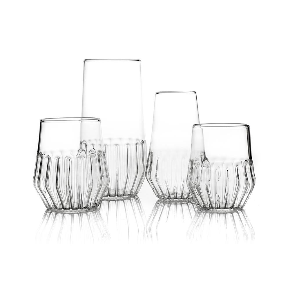 fferrone Set of 2 of Czech Clear Contemporary Mixed Medium Glasses In New Condition For Sale In Chicago, IL