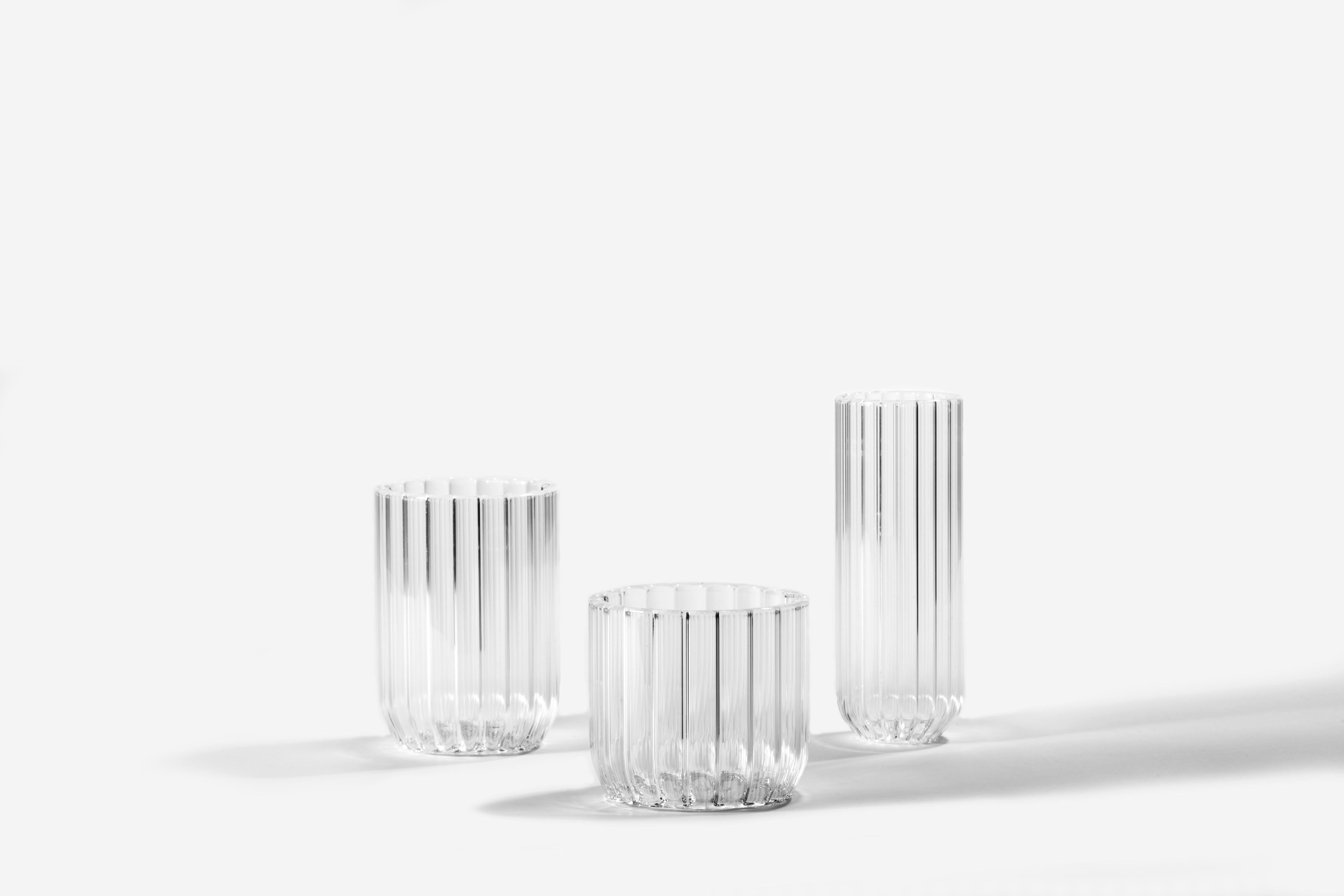 Modern Set of Contemporary Fluted Dearborn Water & Cocktail Glasses -  in Stock in EU 