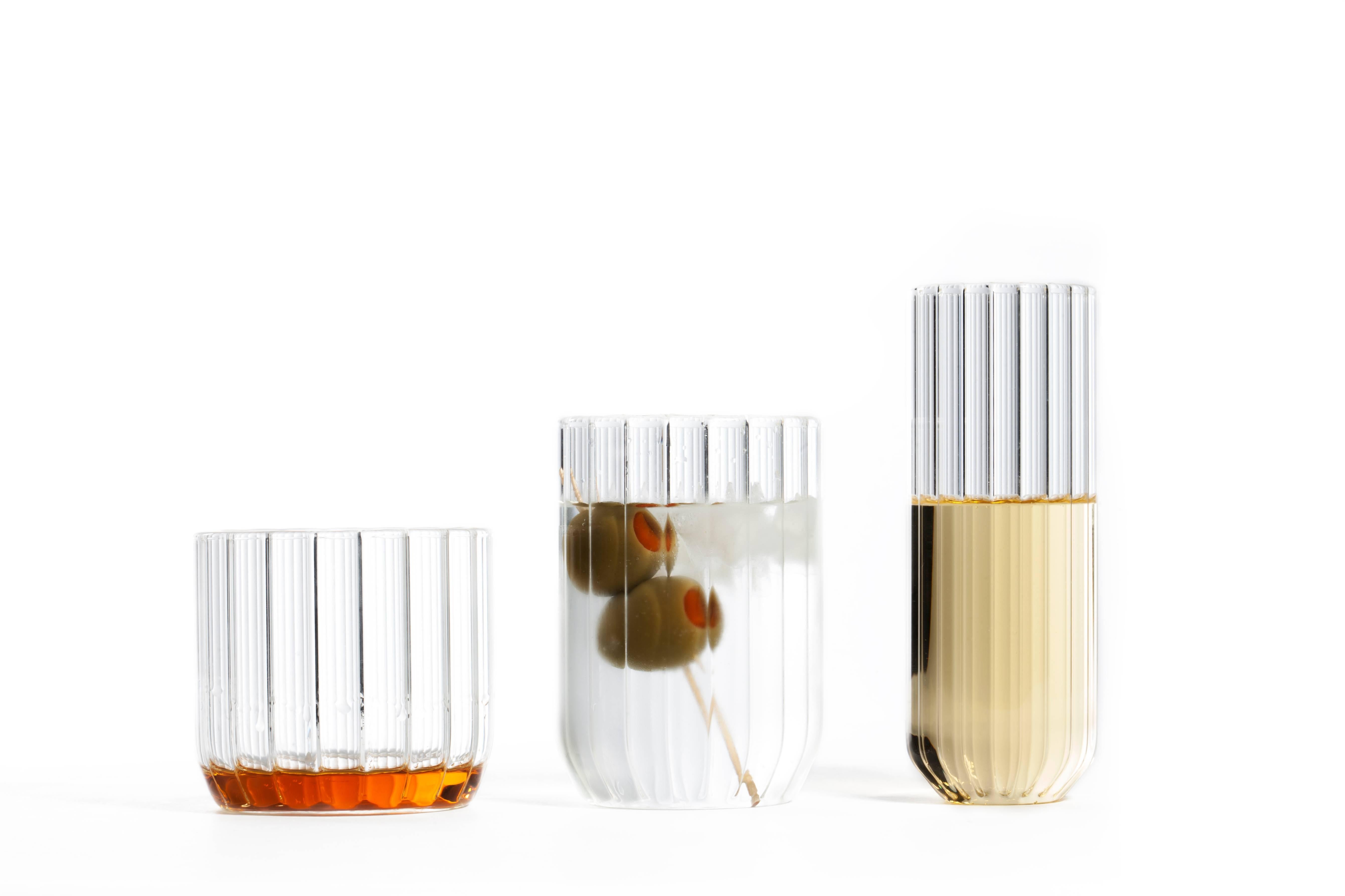 Vetro Fferrone Set di 2 bicchieri da acqua o da cocktail Dearborn contemporanei cechi, fatti a mano in vendita