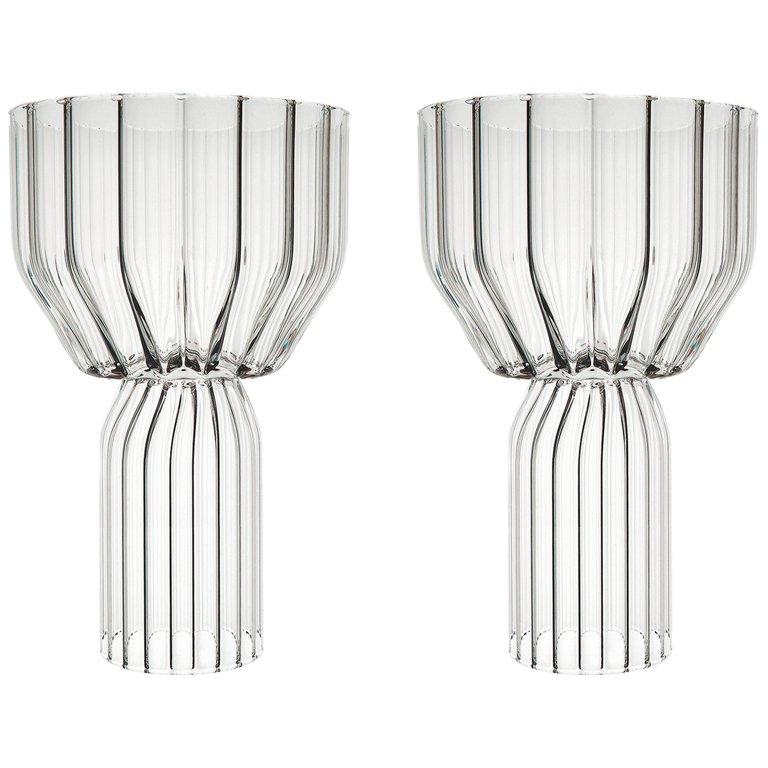 EU Clients Pair of Czech Contemporary Goblet Wine Cocktail Glasses in Stock