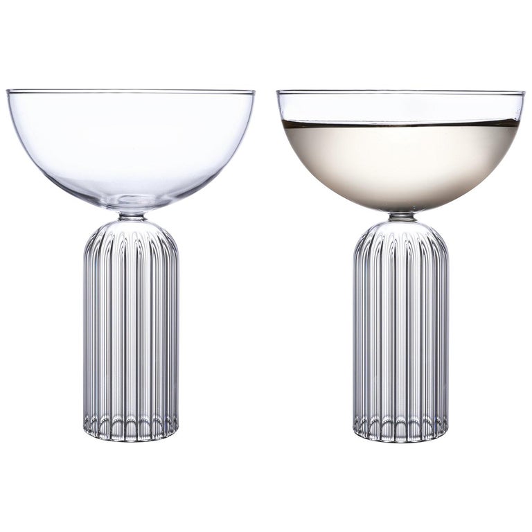 Pair of Czech Contemporary May Champagne Coupe Glasses Handmade, in Stock For Sale at 1stDibs