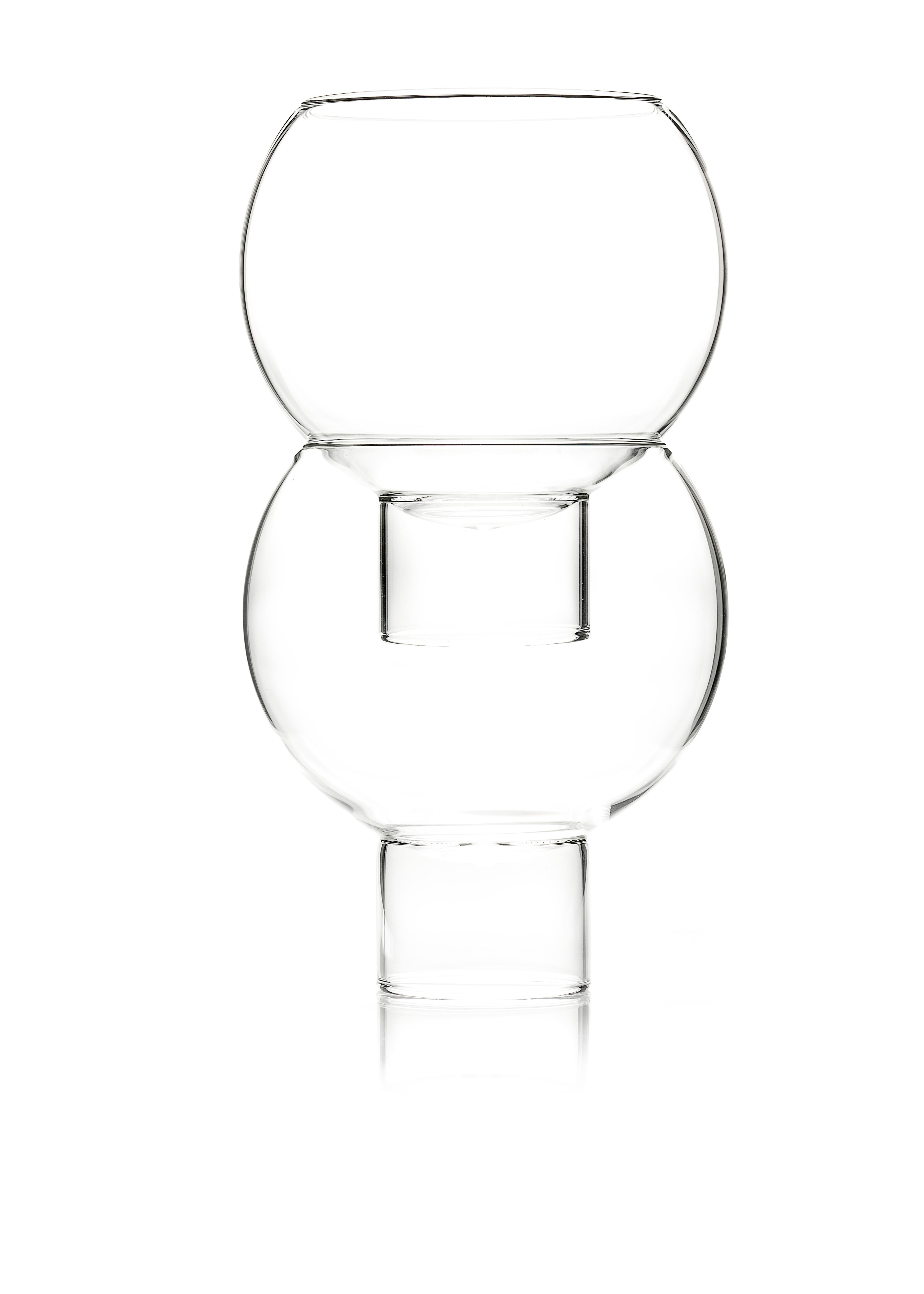 Modern fferrone Set of 2 Czech Contemporary Tulip Low Medium Wine Glasses Handmade For Sale