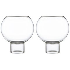 fferrone Set of 2 Czech Contemporary Tulip Low Medium Wine Glasses Handmade
