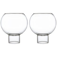 Fferrone Set of 2 Czech Contemporary Tulip Low Medium Wine Glasses Handmade (Jeu de 2 verres à vin contemporains tchèques avec tulipe)