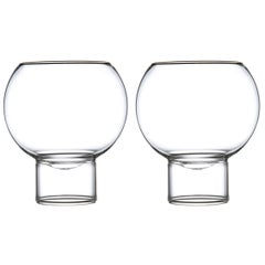 fferrone Set of 2 Czech Contemporary Tulip Low Small Wine Glasses Handmade