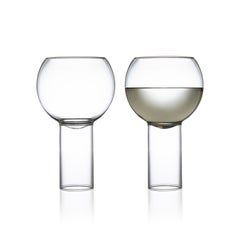 fferrone Set of 2 Czech Contemporary Tulip Tall Medium Wine Glasses Handmade