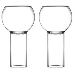 Pair of Czech Contemporary Tulip Tall Small Wine Glasses Handmade, in Stock