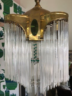 Pair of Czech Crystal & Brass Chandeliers