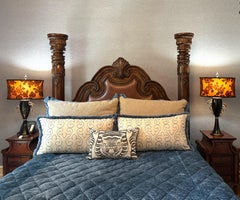 Pair of Czech Gilt and Black Glass Vases, mounted as Lamps