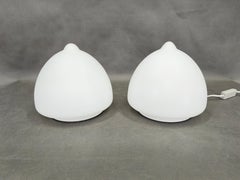 Pair of Czech Opaline Glass Sculptural Table Lamps, 1970s