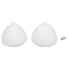 Pair of Czech Opaline Glass Sculptural Table Lamps, 1970s