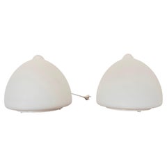 Pair of Czech Opaline Glass Sculptural Table Lamps, 1970s