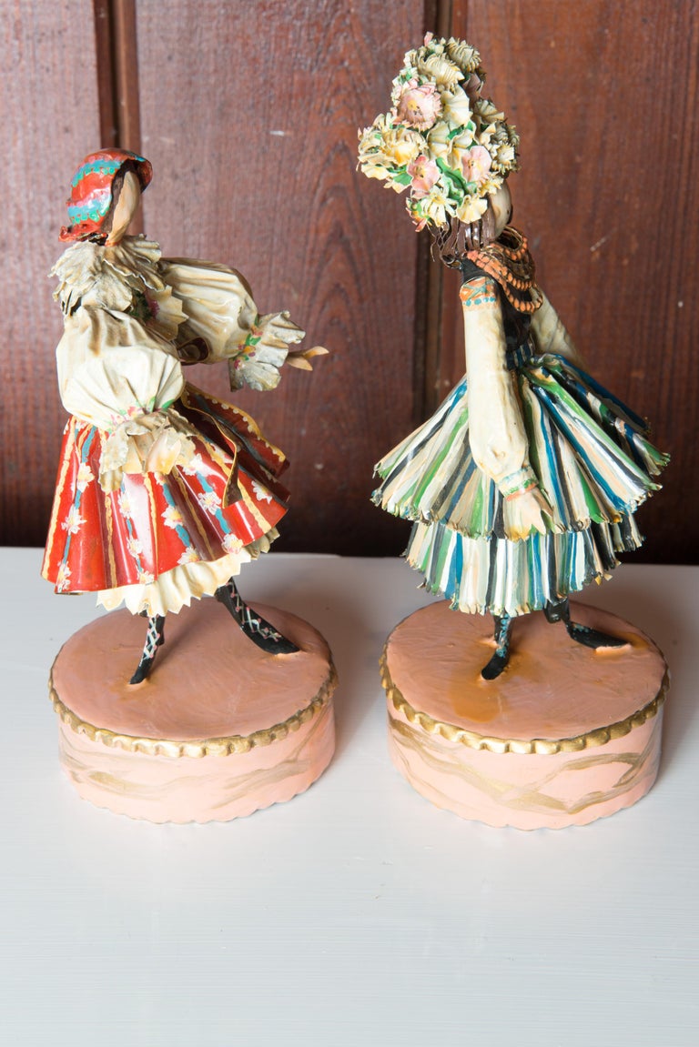 American Pair of Czech & Polish Costumed Sculptures by Lee Menichetti For Sale