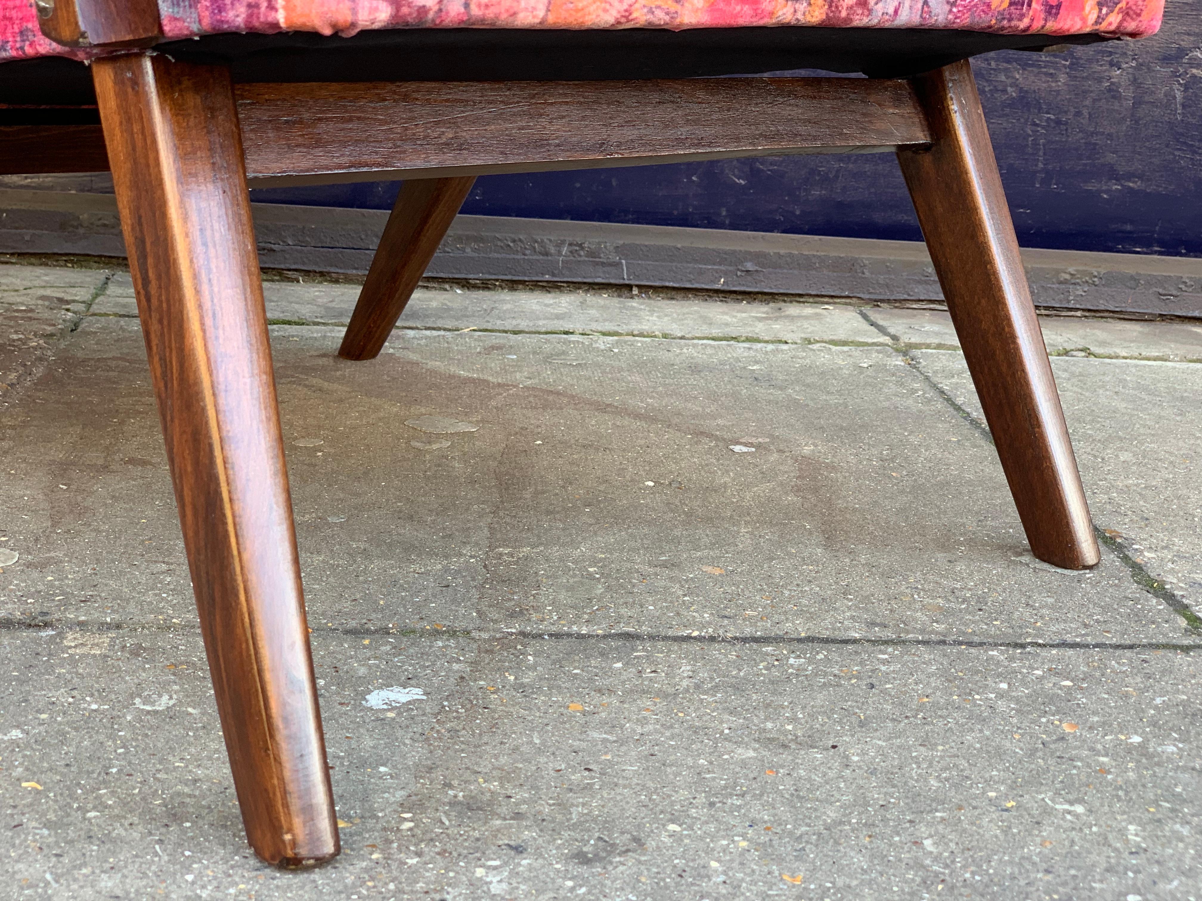 Pair of Czech Republic 1960s Bentwood Beech Lounge Armchairs in Linwood Fabric 10