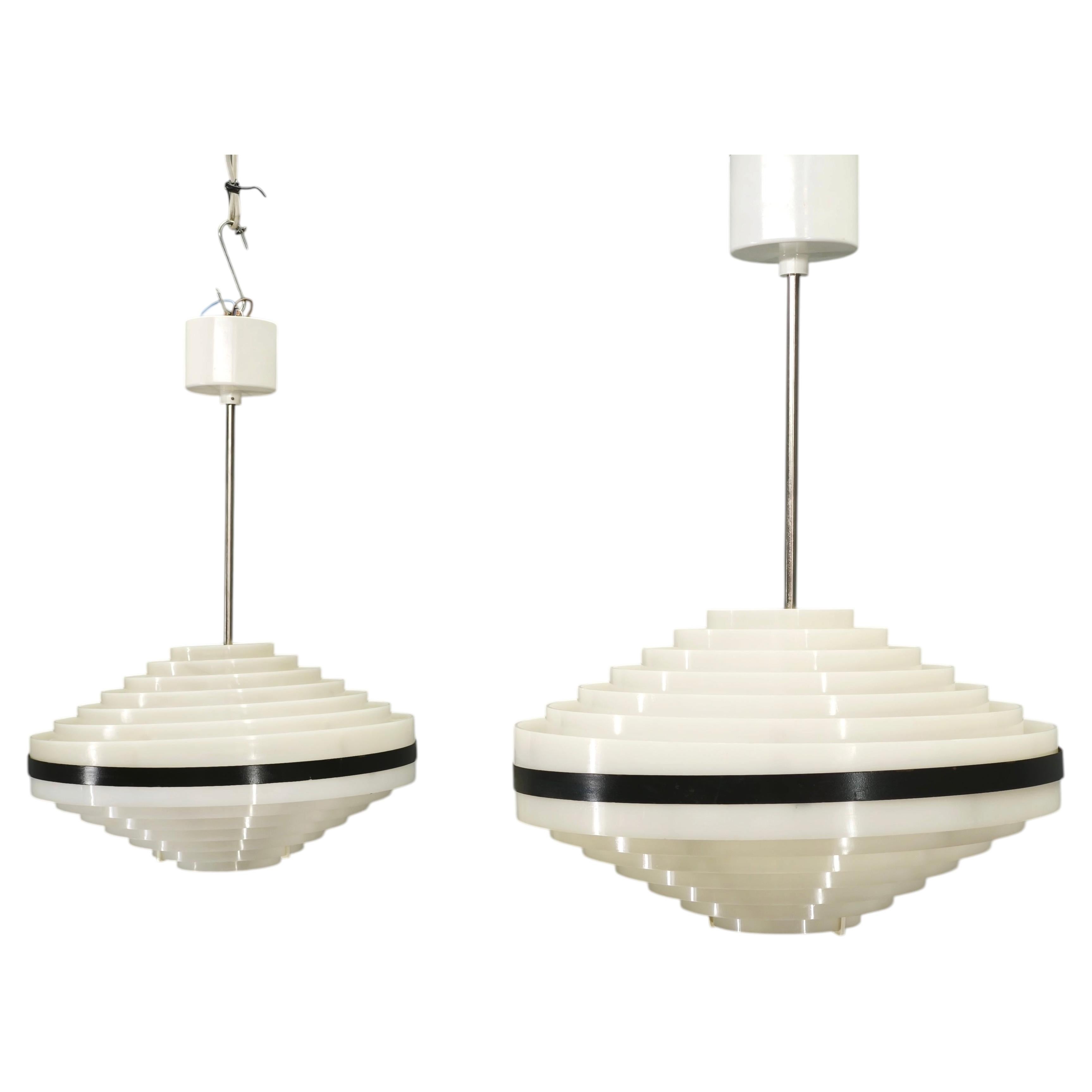 Pair of Czech Space Age UFO Pendant Lights, 1960s