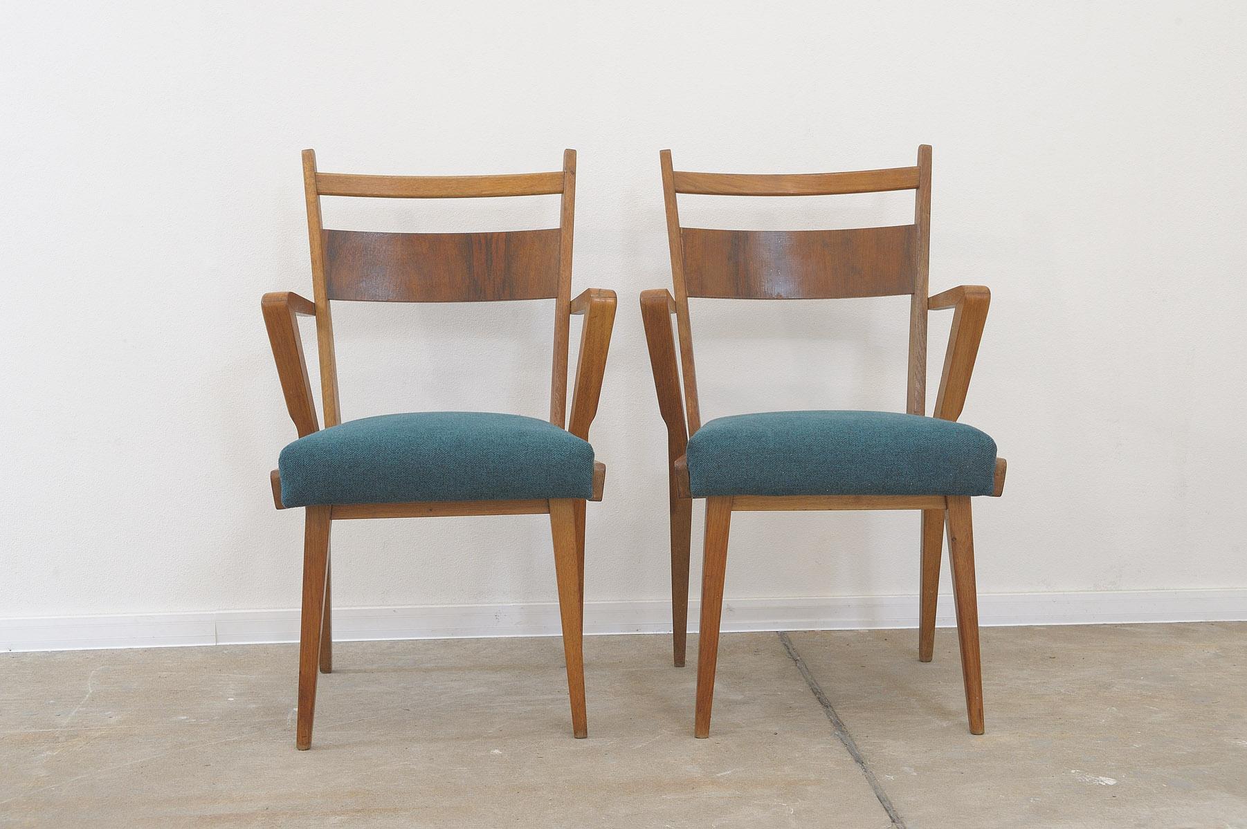 Fabric  Pair of Czechoslovak Vintage bentwood chairs by Jitona, 1970´s For Sale