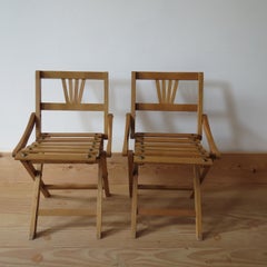 Pair of Czechoslovakia Vintage Folding Child Chairs 1940s Sfinx Filakova