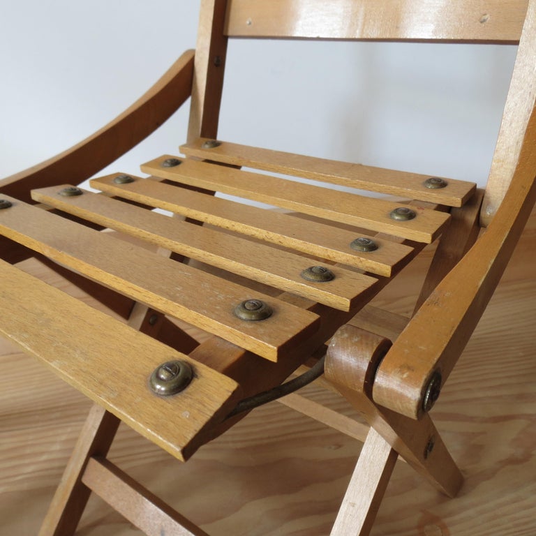 Pair Of Czechoslovakia Vintage Folding Child Chairs 1940s Sfinx Filakova At 1stdibs