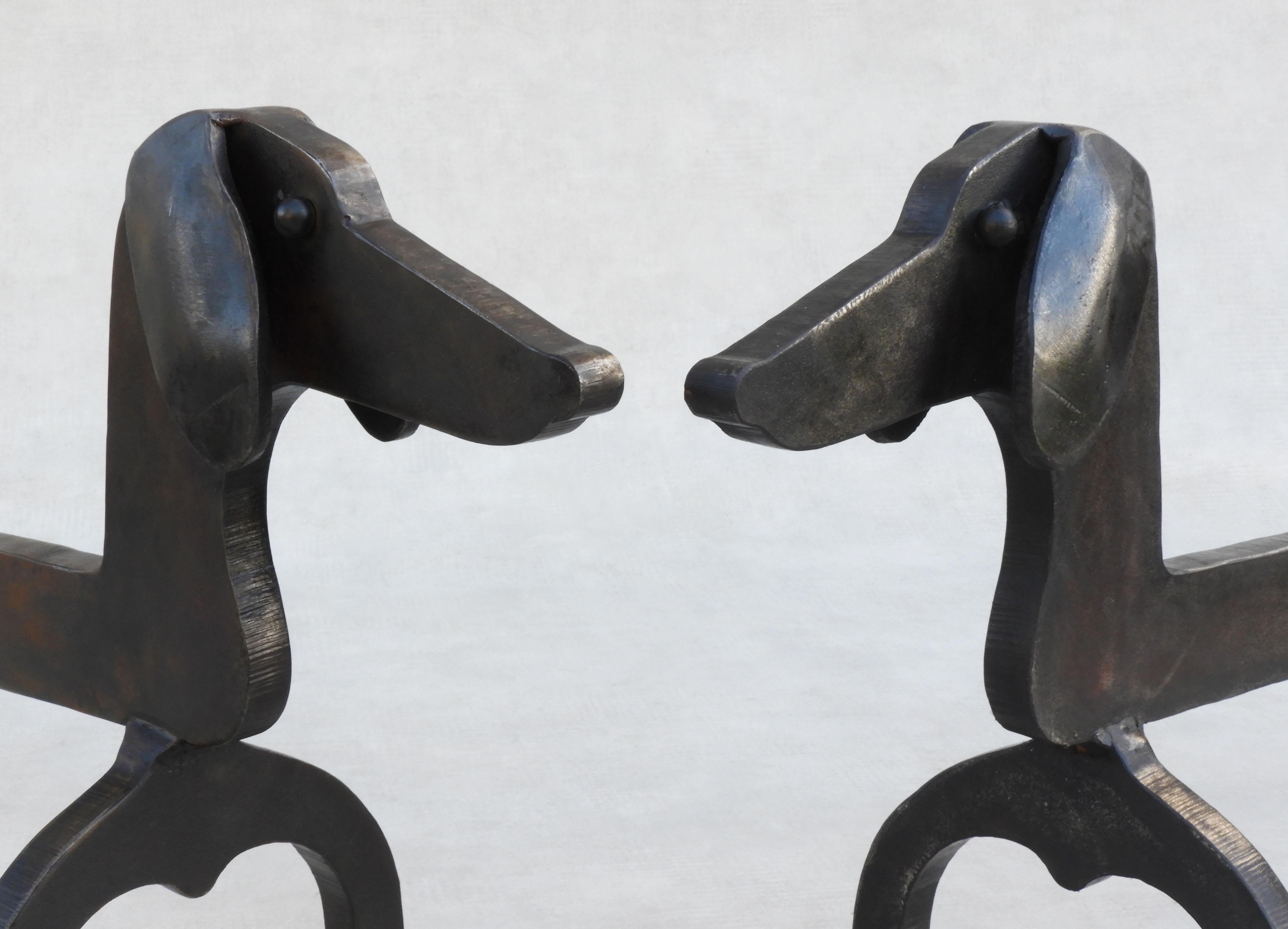 Pair of Dachshund Andirons Fire Dogs 4