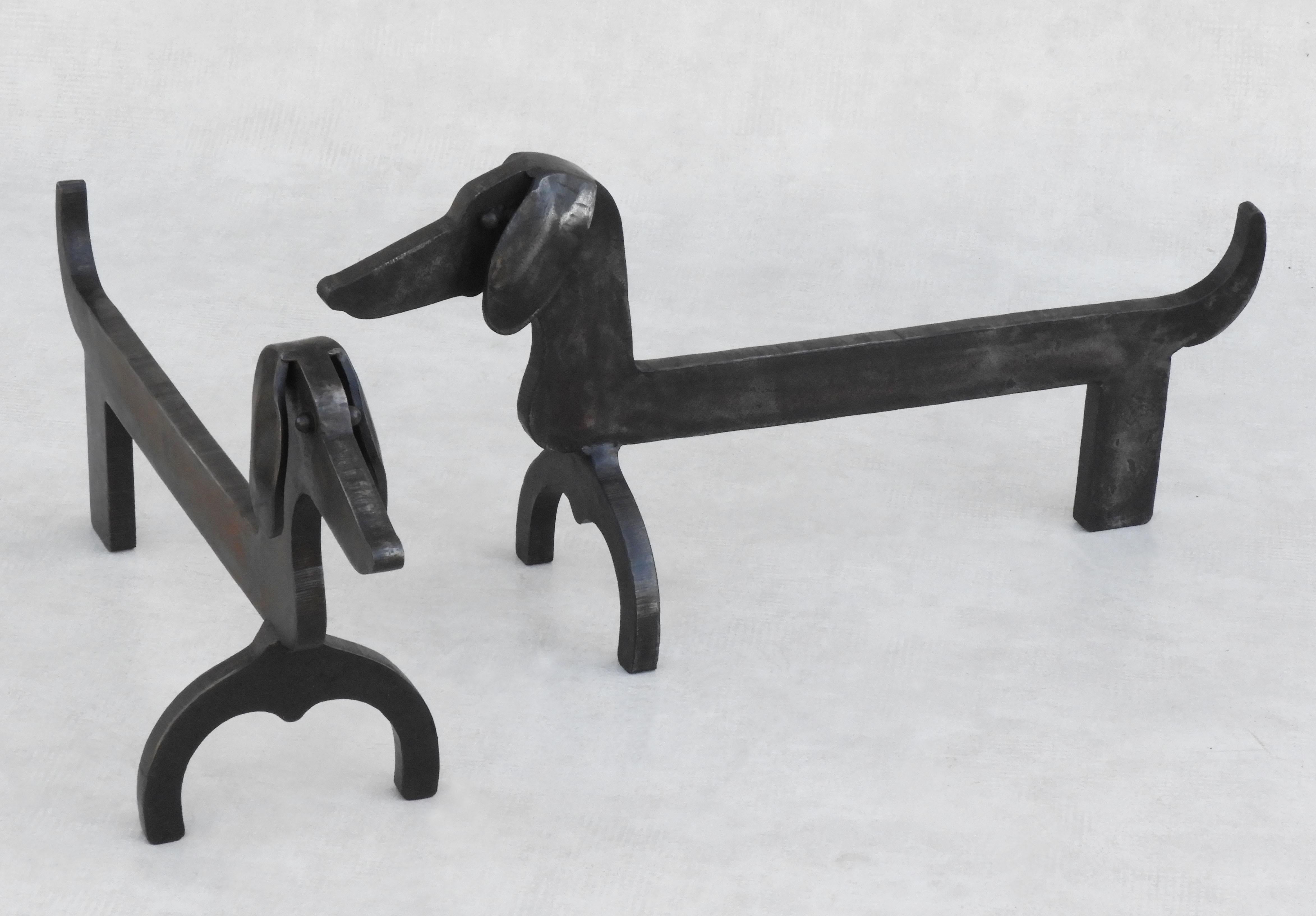 Pair of Dachshund Andirons Fire Dogs 6