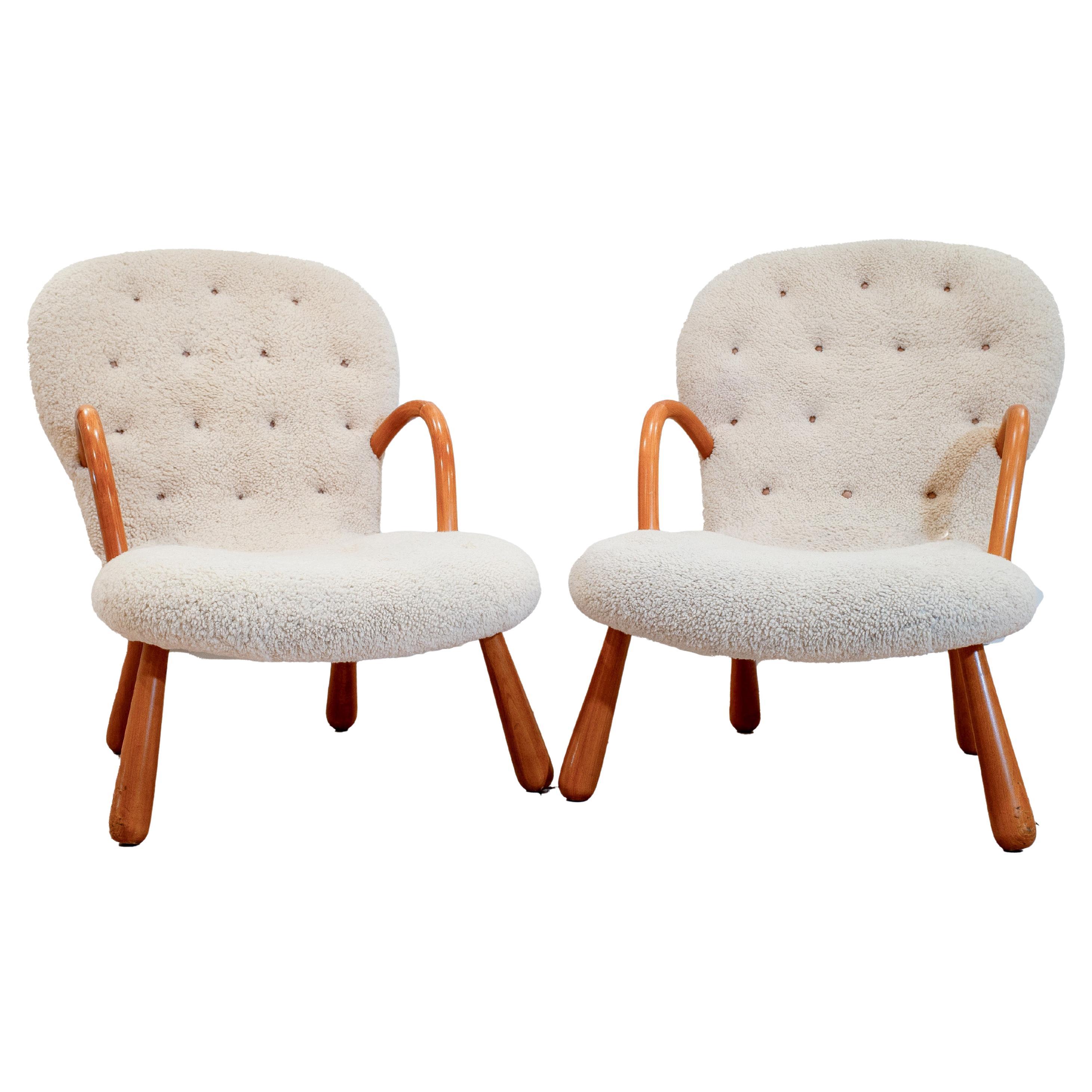 Pair of Dagmar Clam Chairs by Arnold Madsen For Sale