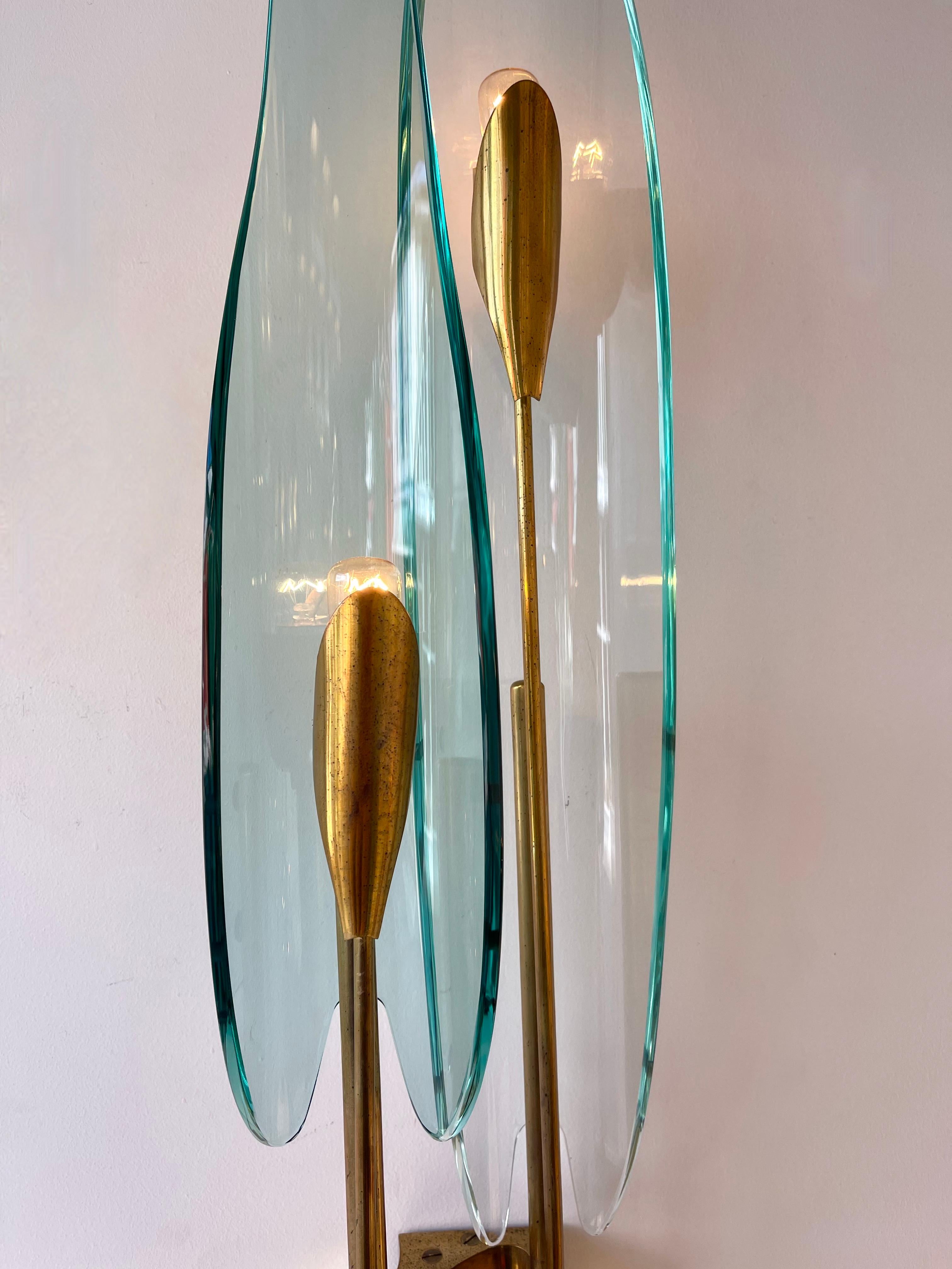 Mid-20th Century Pair of Dahlia Sconces by Max Ingrand for Fontana Arte, Italy, 1950s