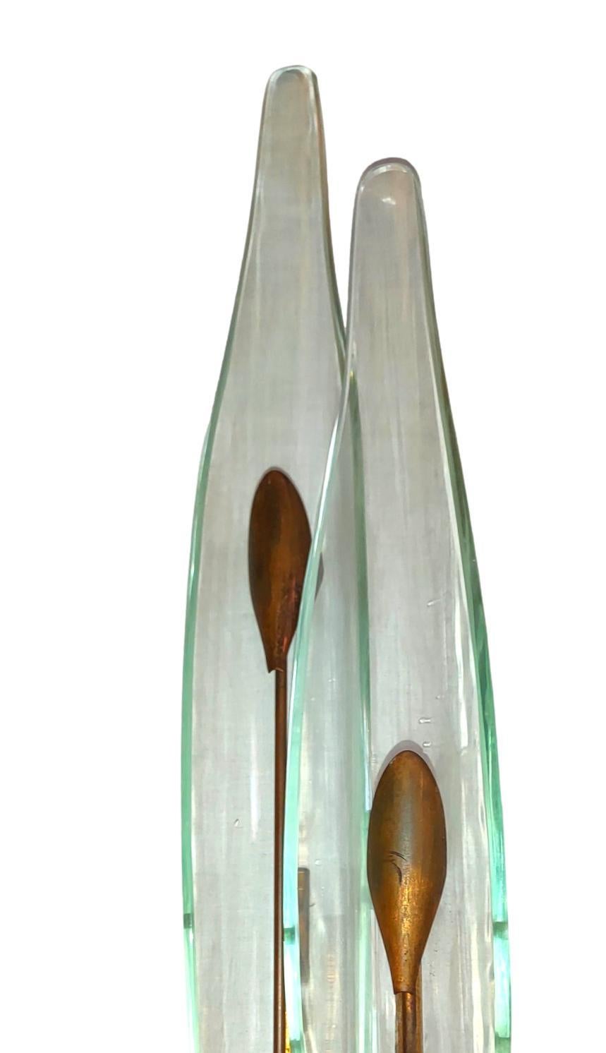 Mid-20th Century Pair of Dahlia Wall Lamps 1461 Model Design Max Ingrand for Fontana Arte 1950 For Sale