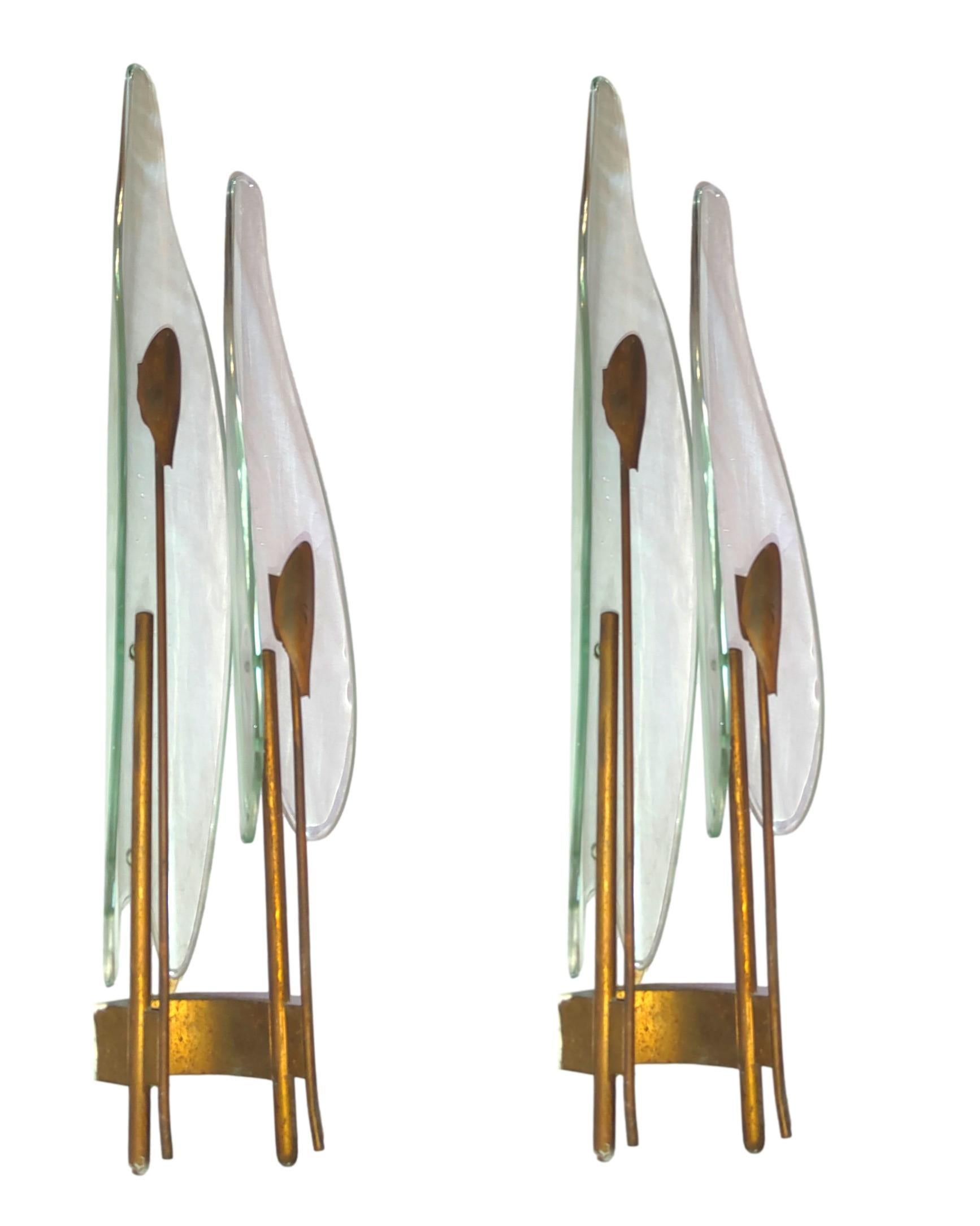 Pair of Dahlia Wall Lamps 1461 Model Design Max Ingrand for Fontana Arte 1950 For Sale 1