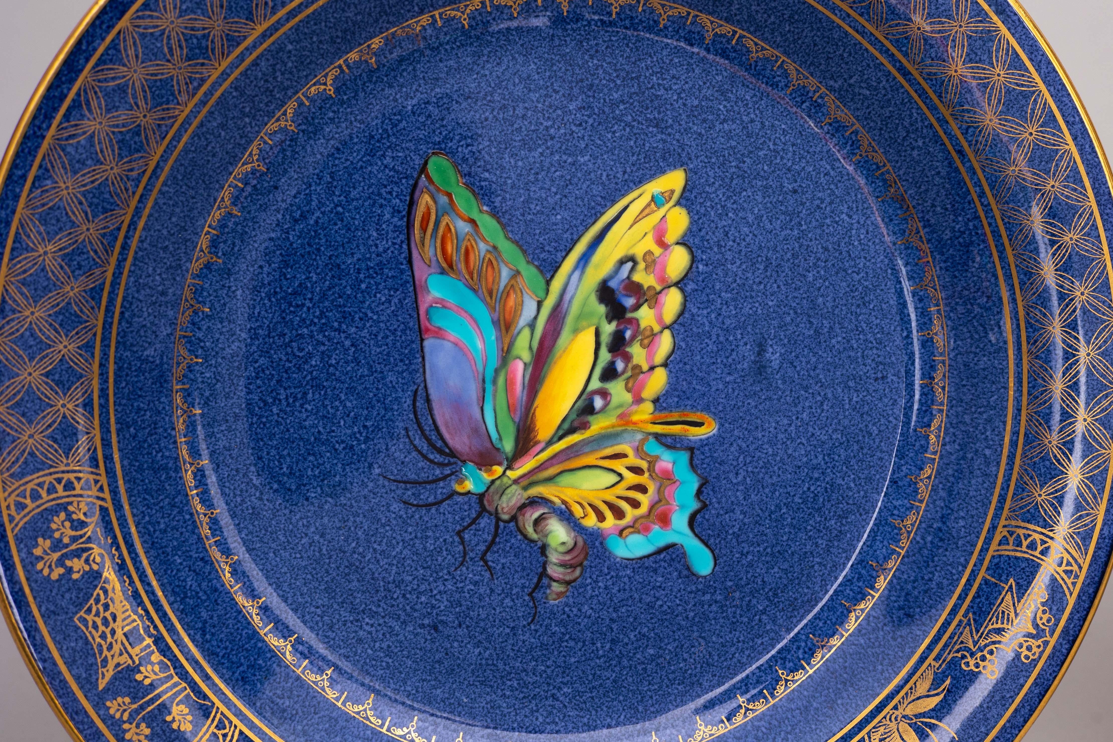 Art Nouveau Pair of Daisy Makeig-Jones Wedgwood Butterfly Plates