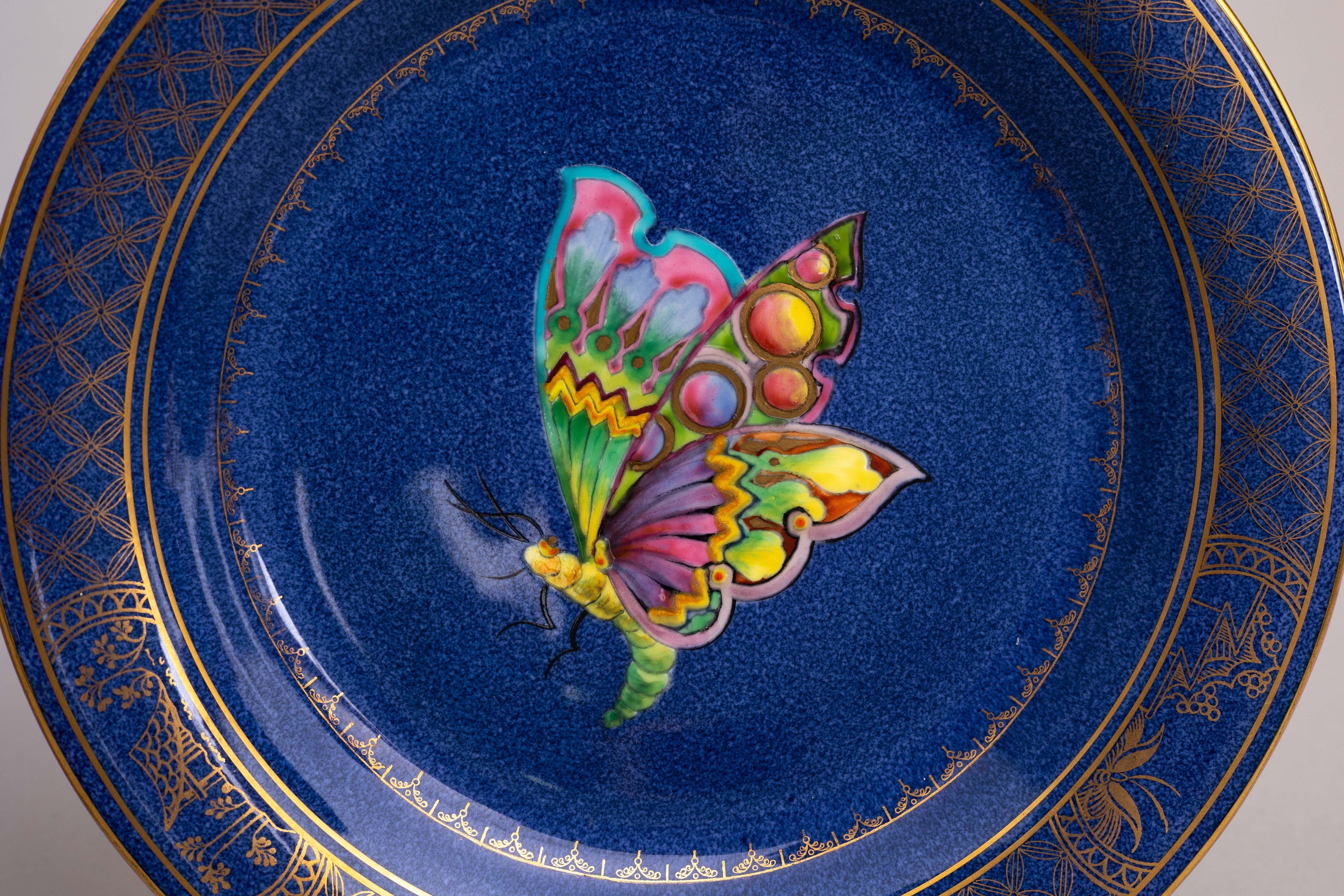 Pair of Daisy Makeig-Jones Wedgwood Butterfly Plates In Excellent Condition In Fort Lauderdale, FL