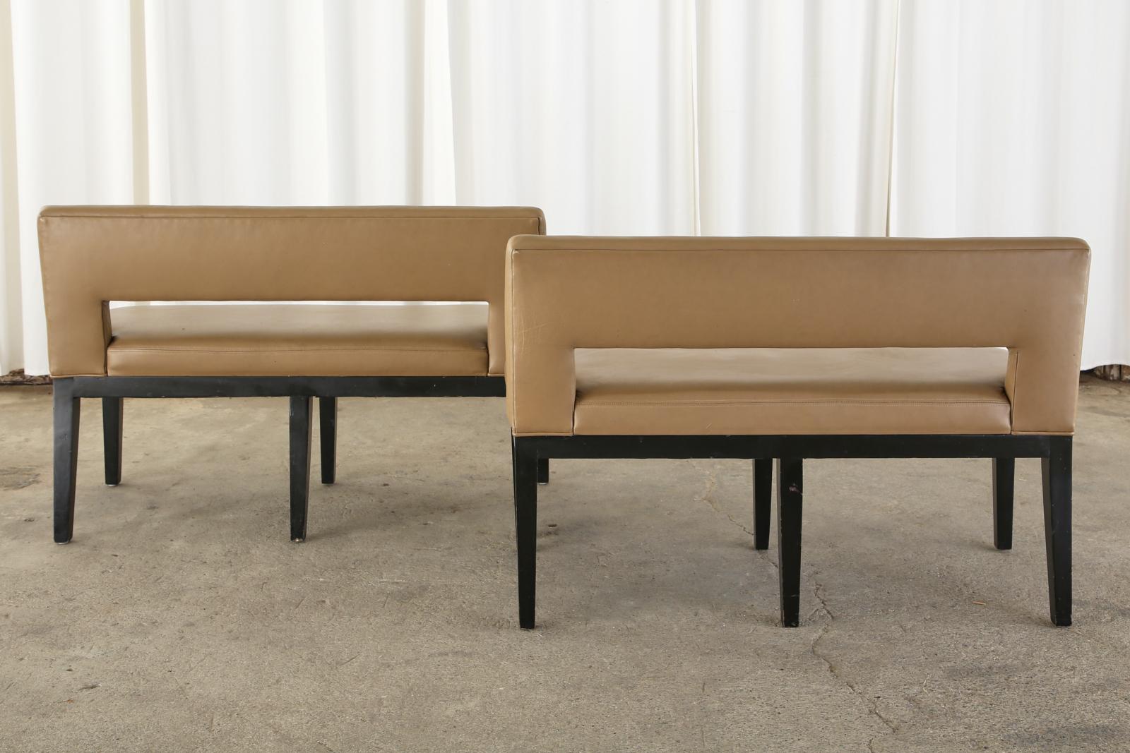 Pair of Dakota Jackson Leather Dining Banquette Benches 9