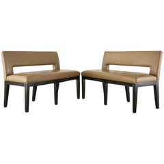 Pair of Dakota Jackson Leather Dining Banquette Benches