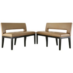 Pair of Dakota Jackson Leather Dining Banquette Benches