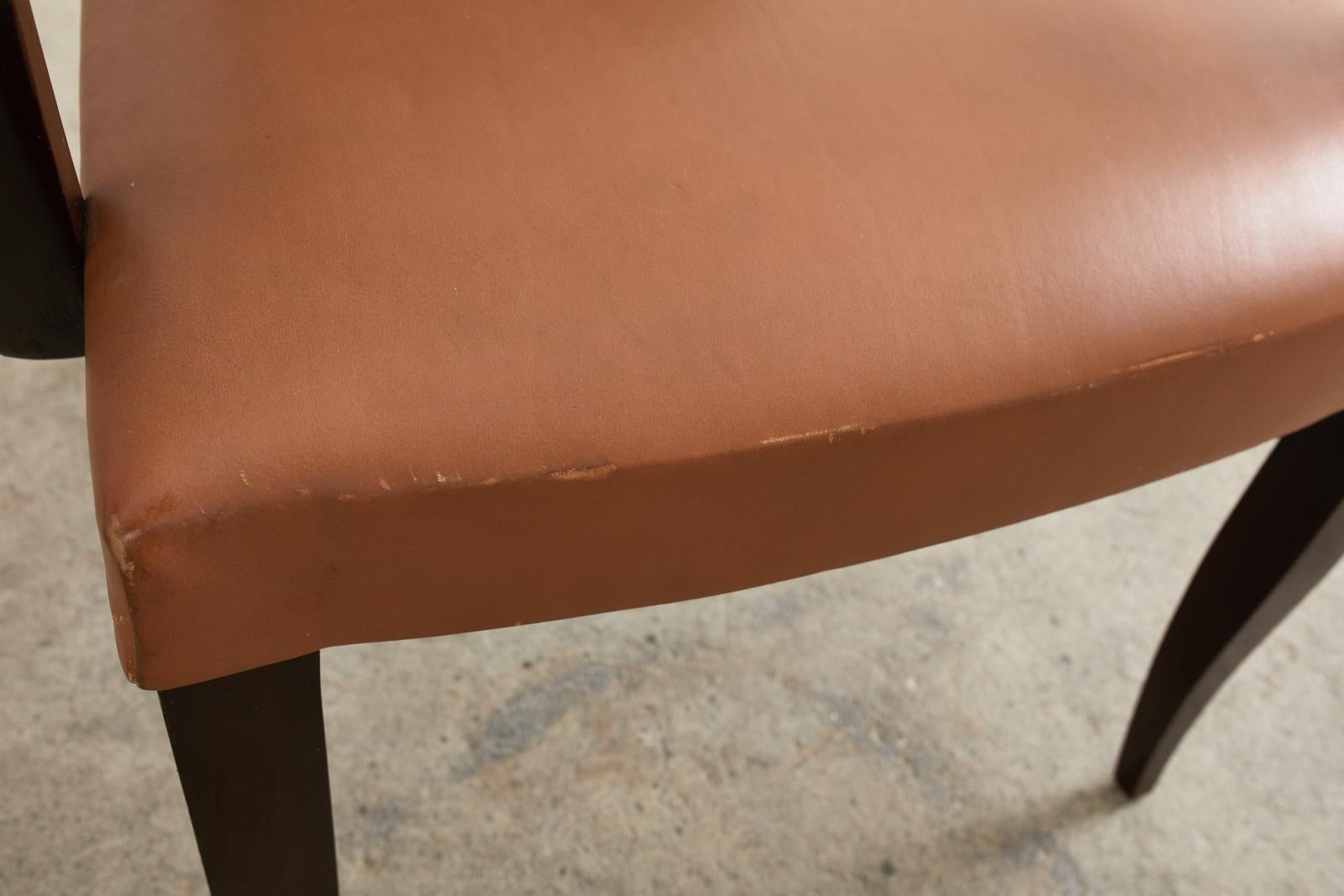 Pareja de sillones de comedor de piel Dakota Jackson PFM Royale en venta 7