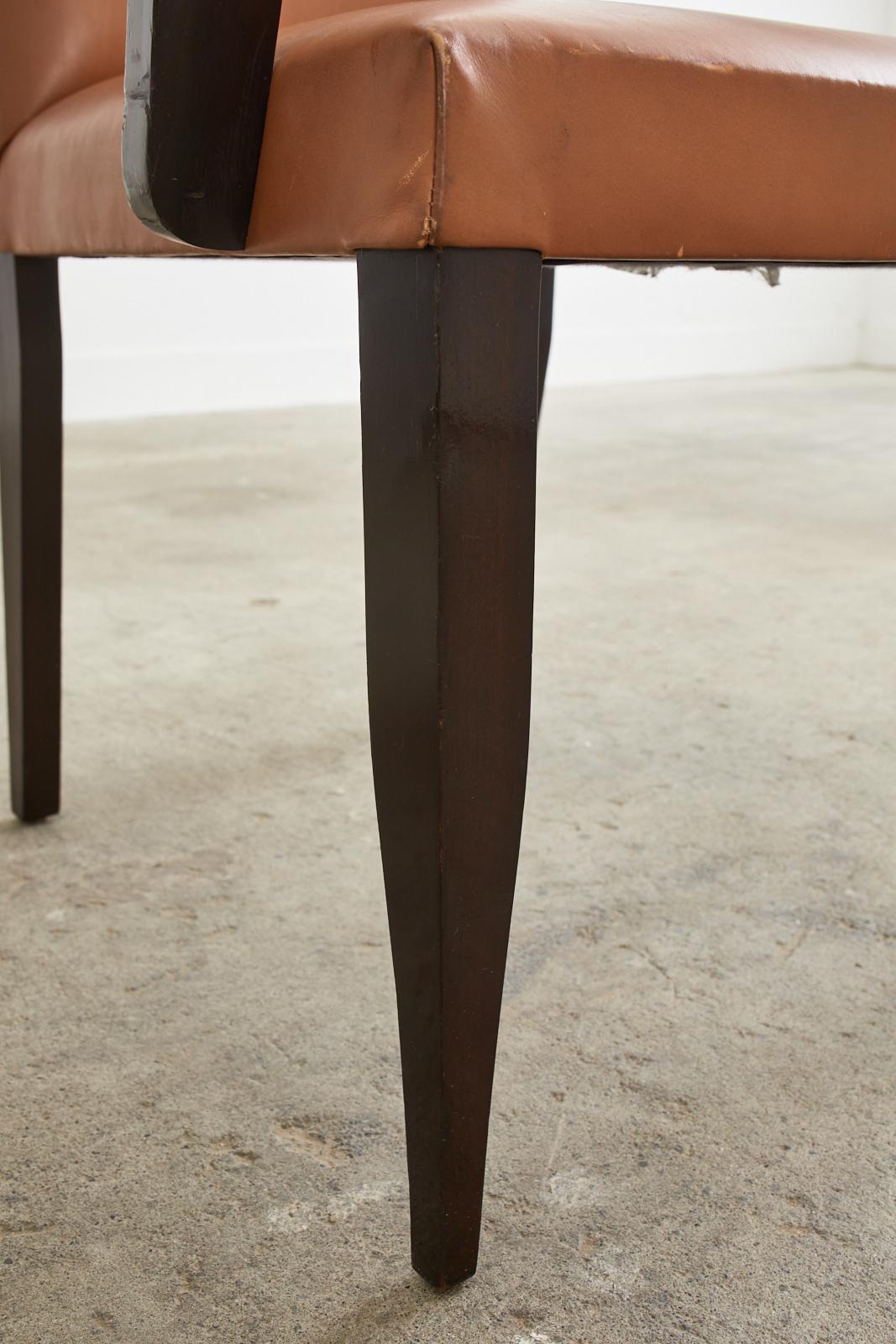 Pareja de sillones de comedor de piel Dakota Jackson PFM Royale en venta 8