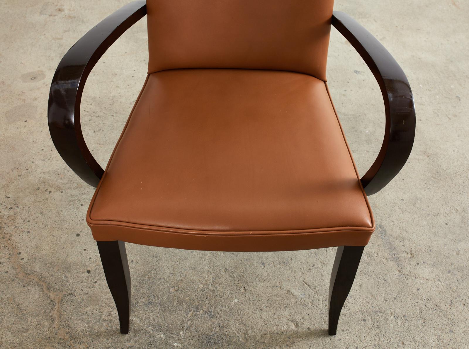 Pareja de sillones de comedor de piel Dakota Jackson PFM Royale en venta 11