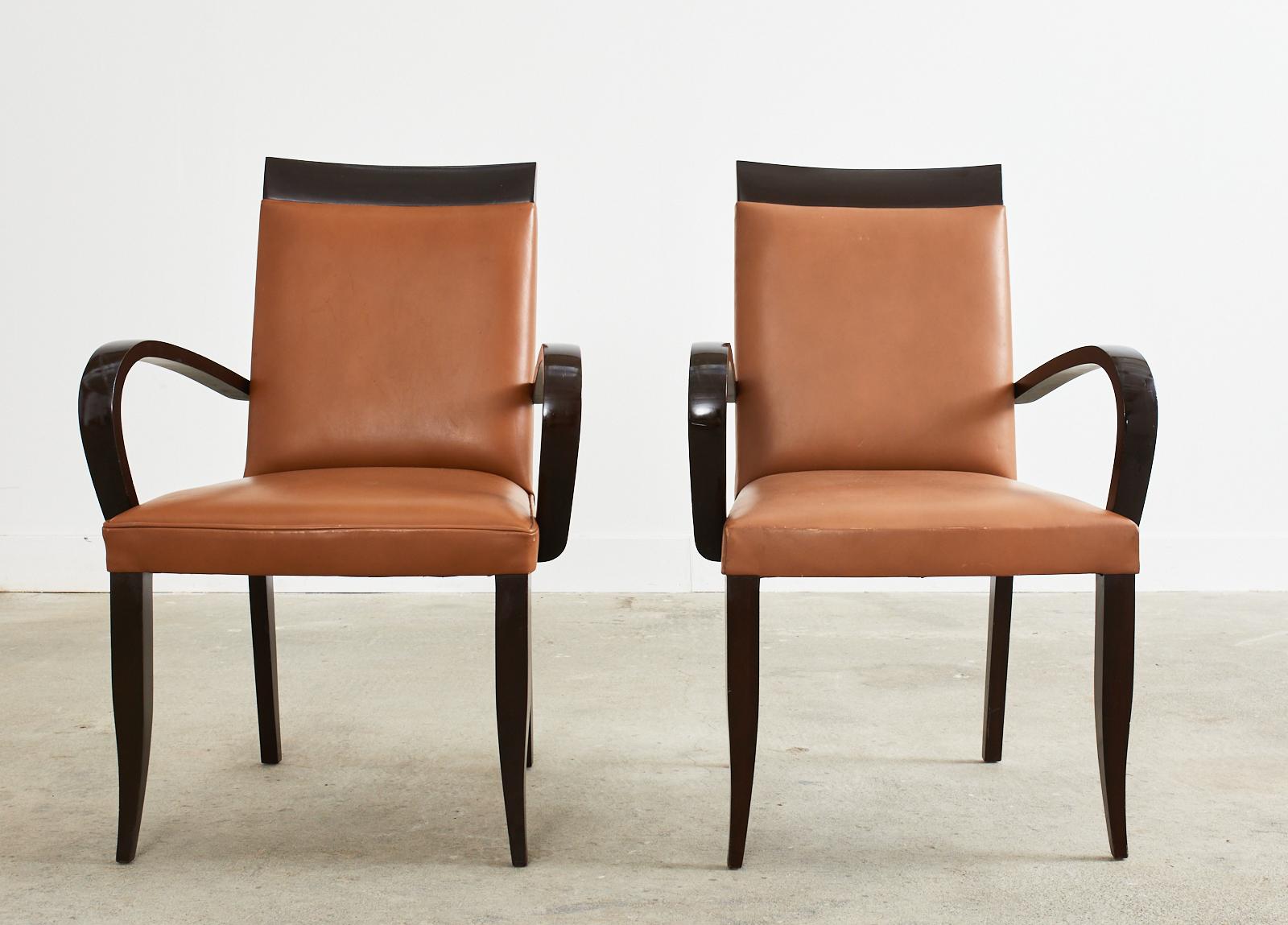 Modern Pair of Dakota Jackson PFM Royale Leather Dining Armchairs For Sale