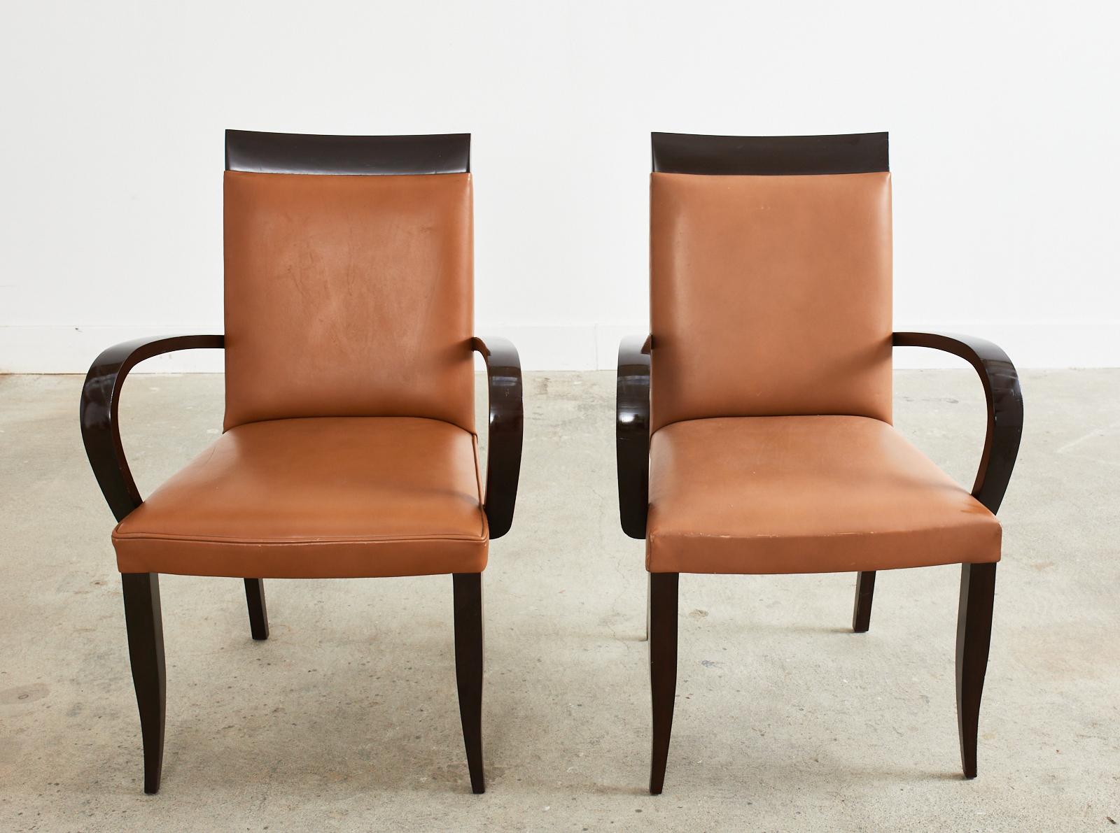 Pareja de sillones de comedor de piel Dakota Jackson PFM Royale Estadounidense en venta