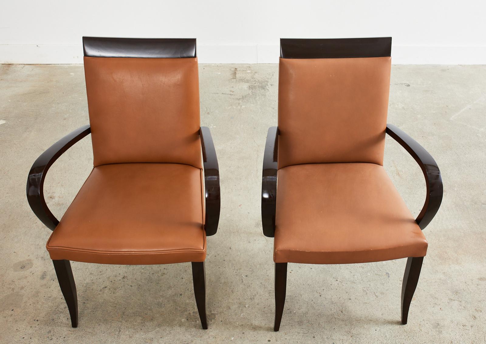 Hand-Crafted Pair of Dakota Jackson PFM Royale Leather Dining Armchairs For Sale