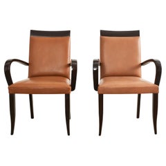 Pair of Dakota Jackson PFM Royale Leather Dining Armchairs