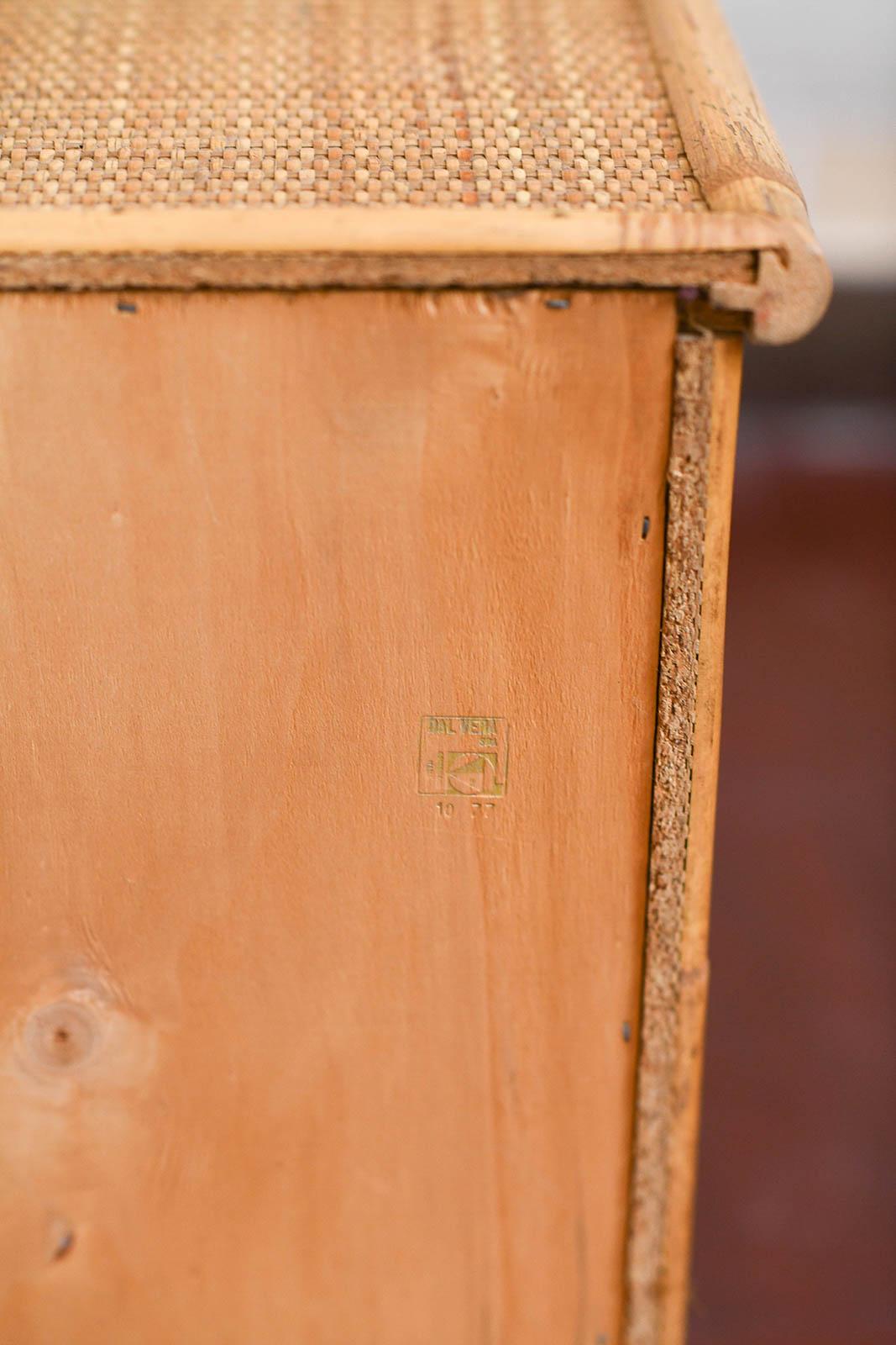 Paire de tables de chevet Dal Vera en bambou et osier avec détails en laiton, 1970 en vente 2