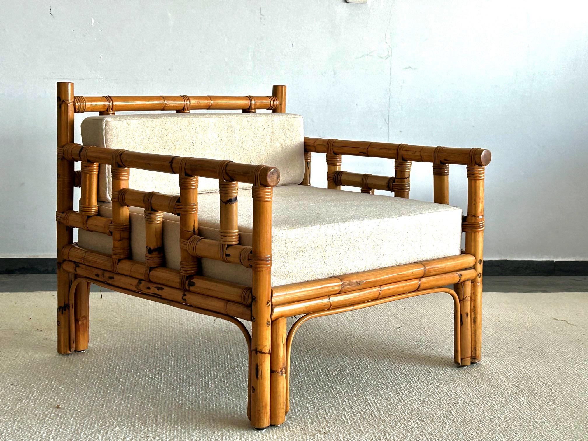 Mid-Century moderno Coppia di poltrone in rattan Dal Vera circa 1970 in vendita