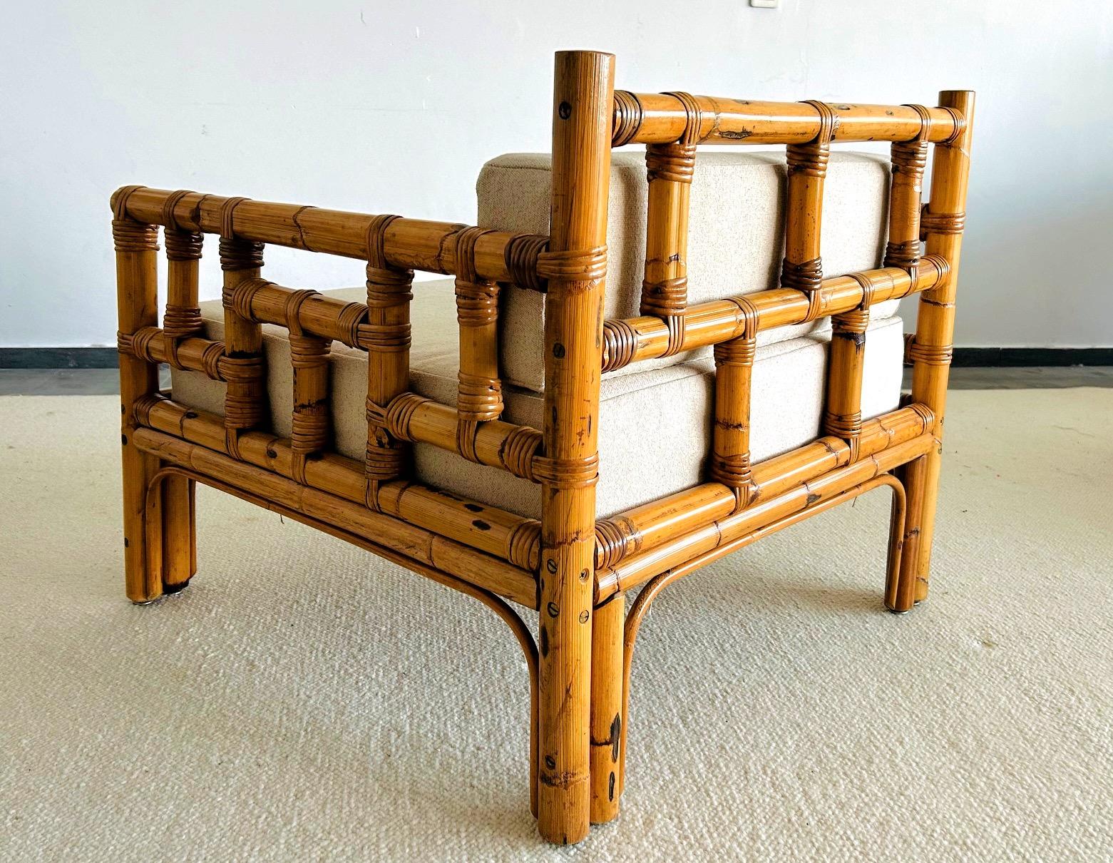 Italiano Coppia di poltrone in rattan Dal Vera circa 1970 in vendita