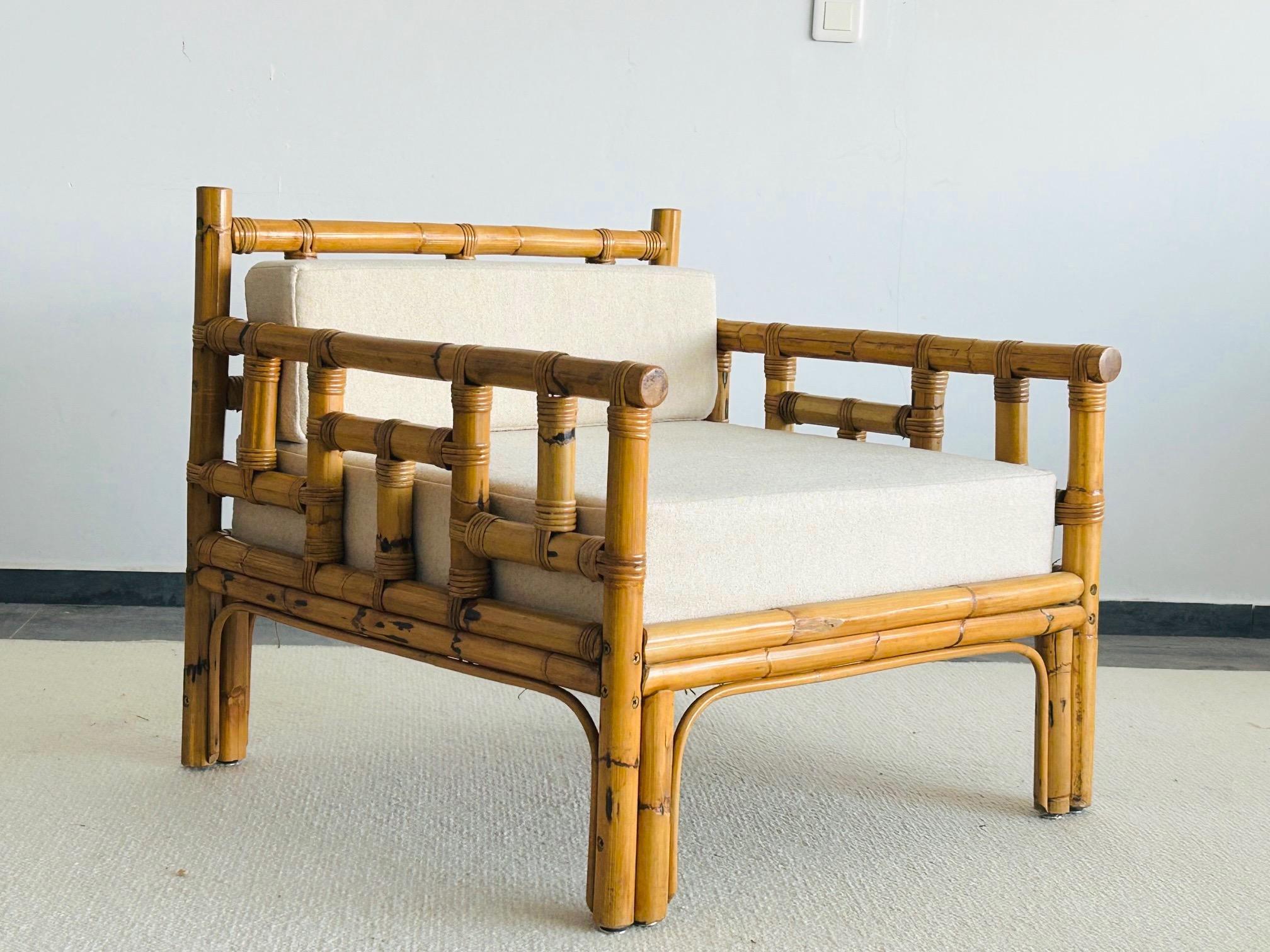 Coppia di poltrone in rattan Dal Vera circa 1970 in vendita 2