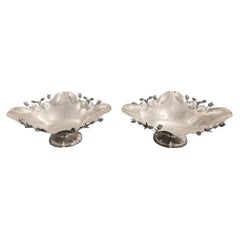 Ein Paar Damar-Schalen aus 925er Sterlingsilber mit Blumenmuster, 20. Jahrhundert.