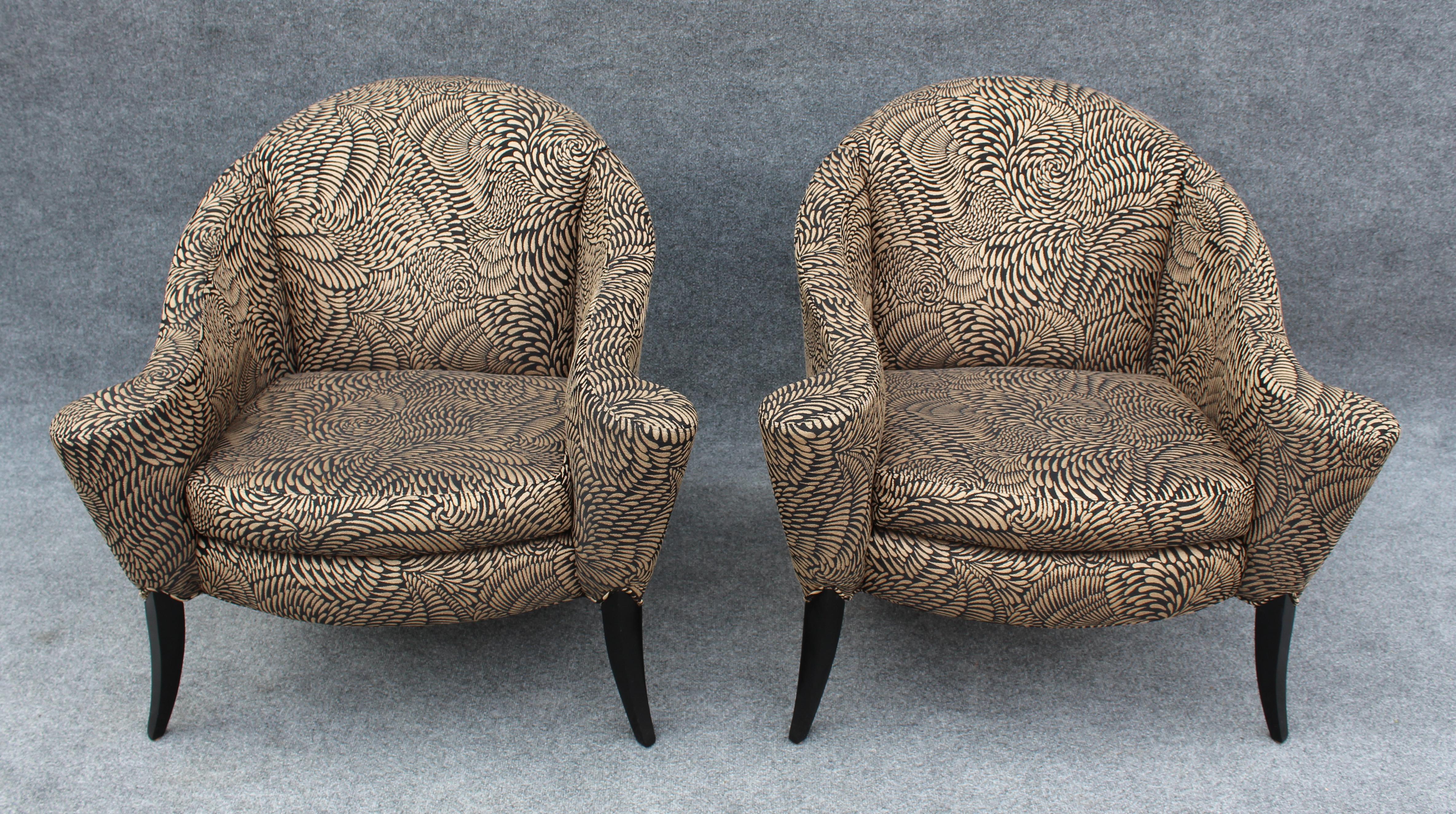 Hollywood Regency Paire de fauteuils à volutes Danshasuer de Milo Baughman pour Thayer Coggin en vente