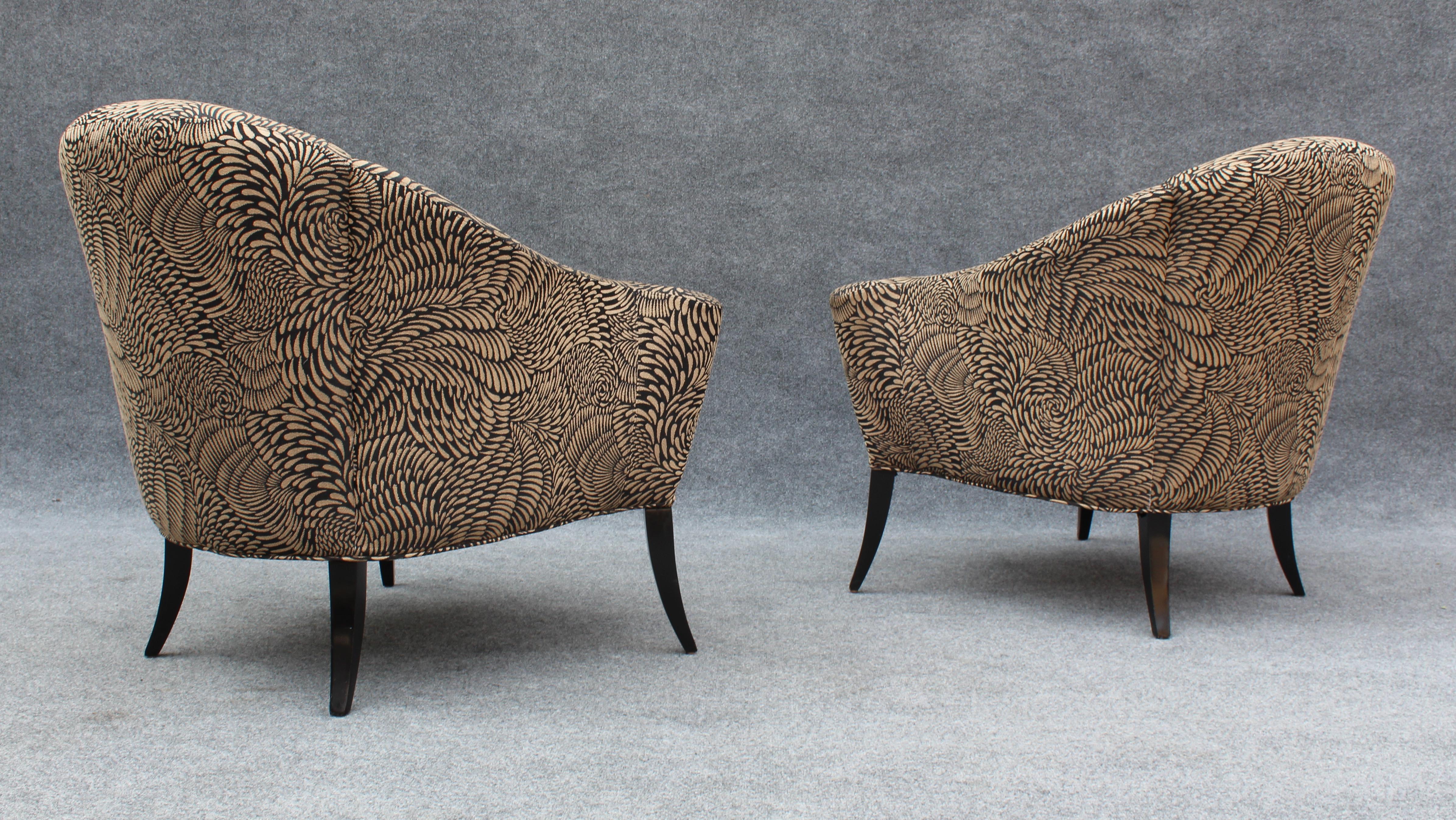 Tissu d'ameublement Paire de fauteuils à volutes Danshasuer de Milo Baughman pour Thayer Coggin en vente